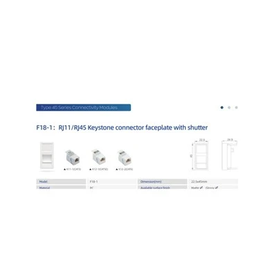 RJ11 RJ45 Čelní deska se závěrkou